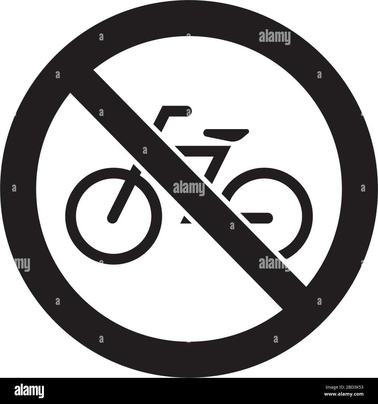 Panneau d'interdiction (pictogramme) / pas de bicyclettes Illustration de Vecteur