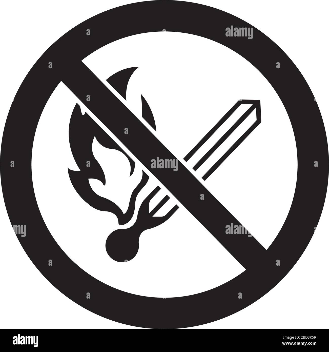 Panneau d'interdiction (pictogramme) / pas de flamme nue Illustration de Vecteur