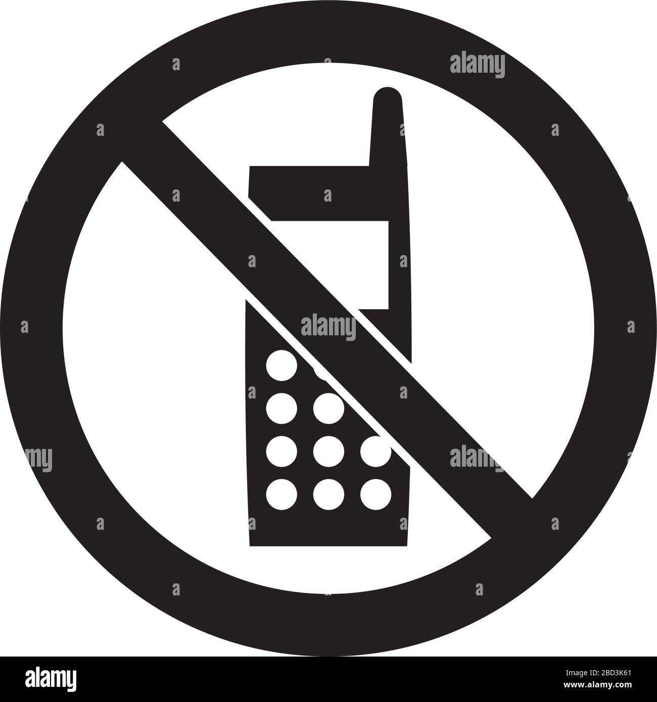 Panneau d'interdiction (pictogramme) / ne pas utiliser de téléphones portables Illustration de Vecteur