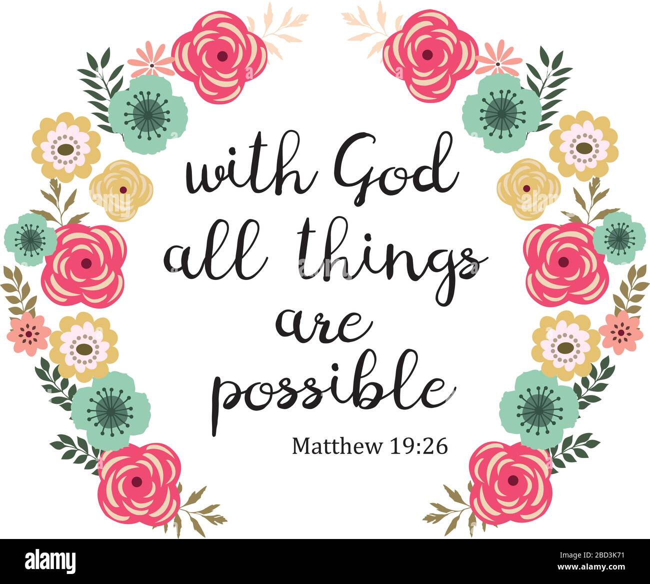 Illustration vectorielle d'un verset de la Bible. Avec Dieu, toutes les choses sont possibles. Qoute inspirante. Illustration de Vecteur