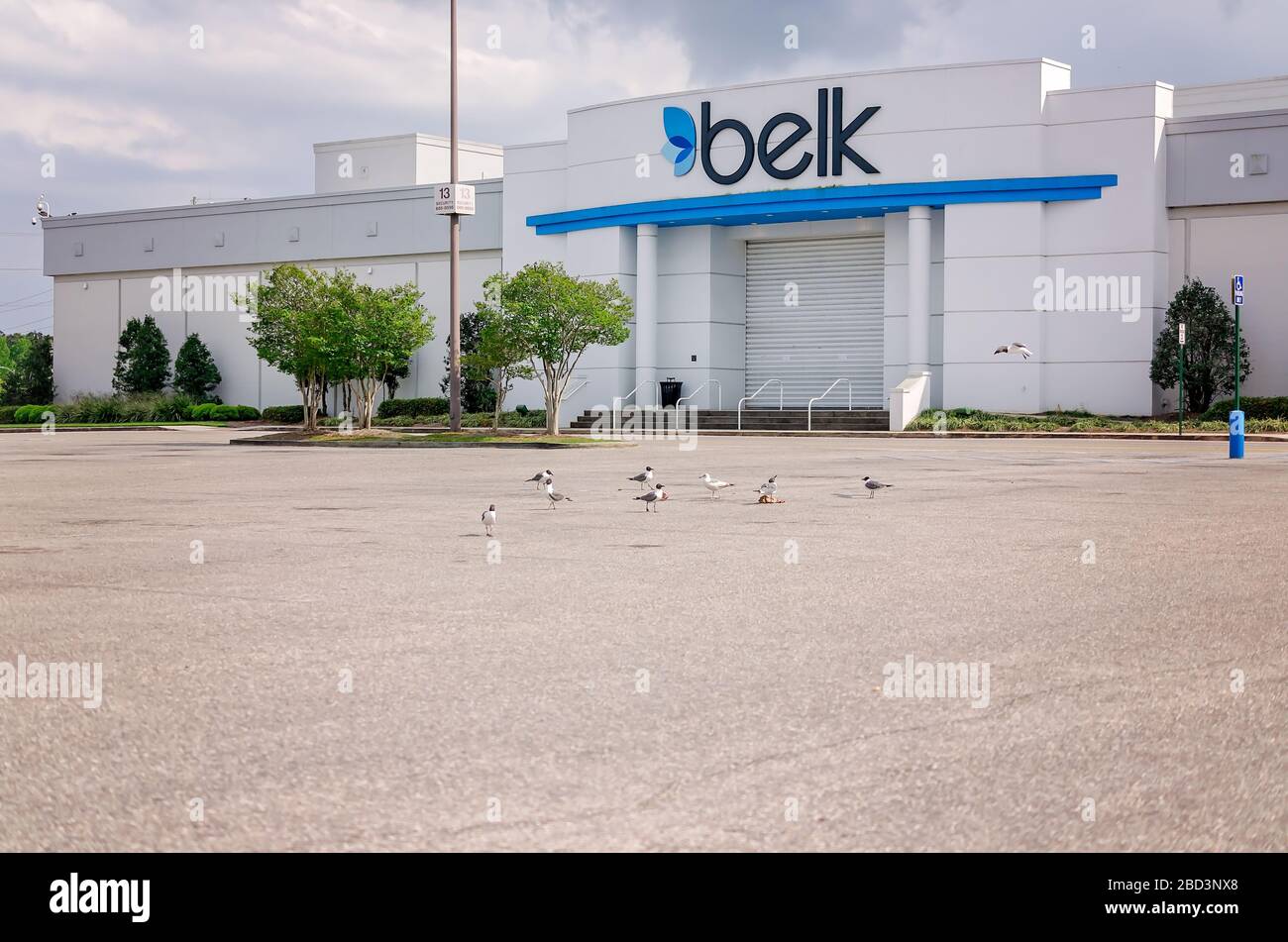Le parking du grand magasin Belk de la galerie marchande Bel Air est abandonné lors de la pandémie COVID-19, le 29 mars 2020 à Mobile, Alabama. Banque D'Images