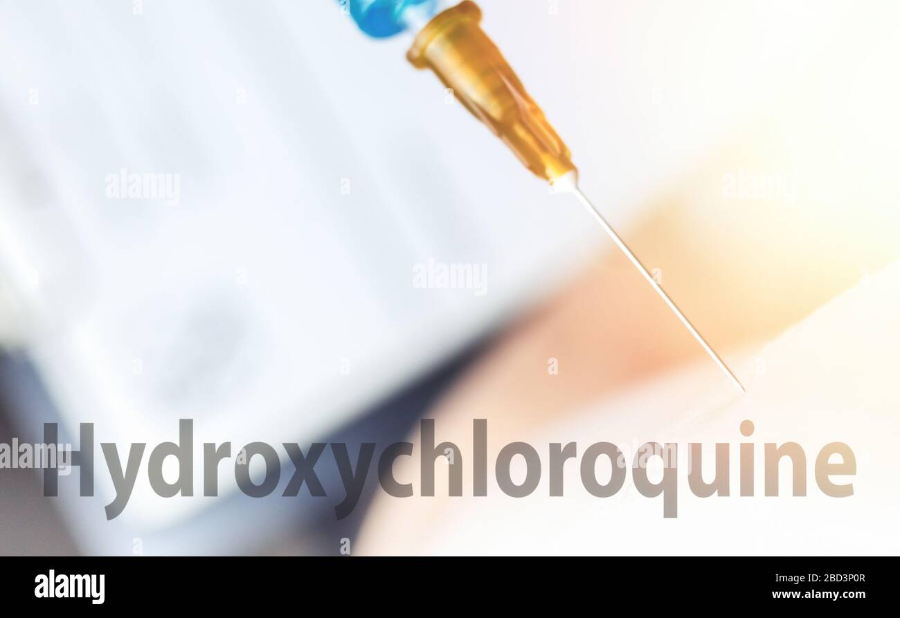 Patient obtenant le vaccin contre l'hydroxychloroquine, traitement possible pour le covid 19 Banque D'Images