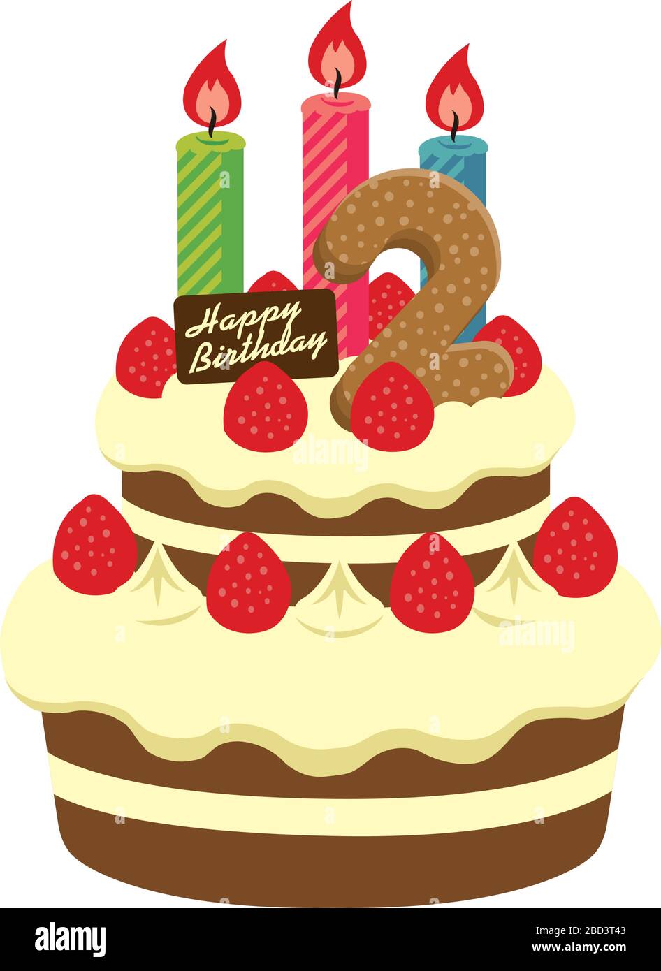 Illustration Du Gateau D Anniversaire Pour 2 Ans Image Vectorielle Stock Alamy
