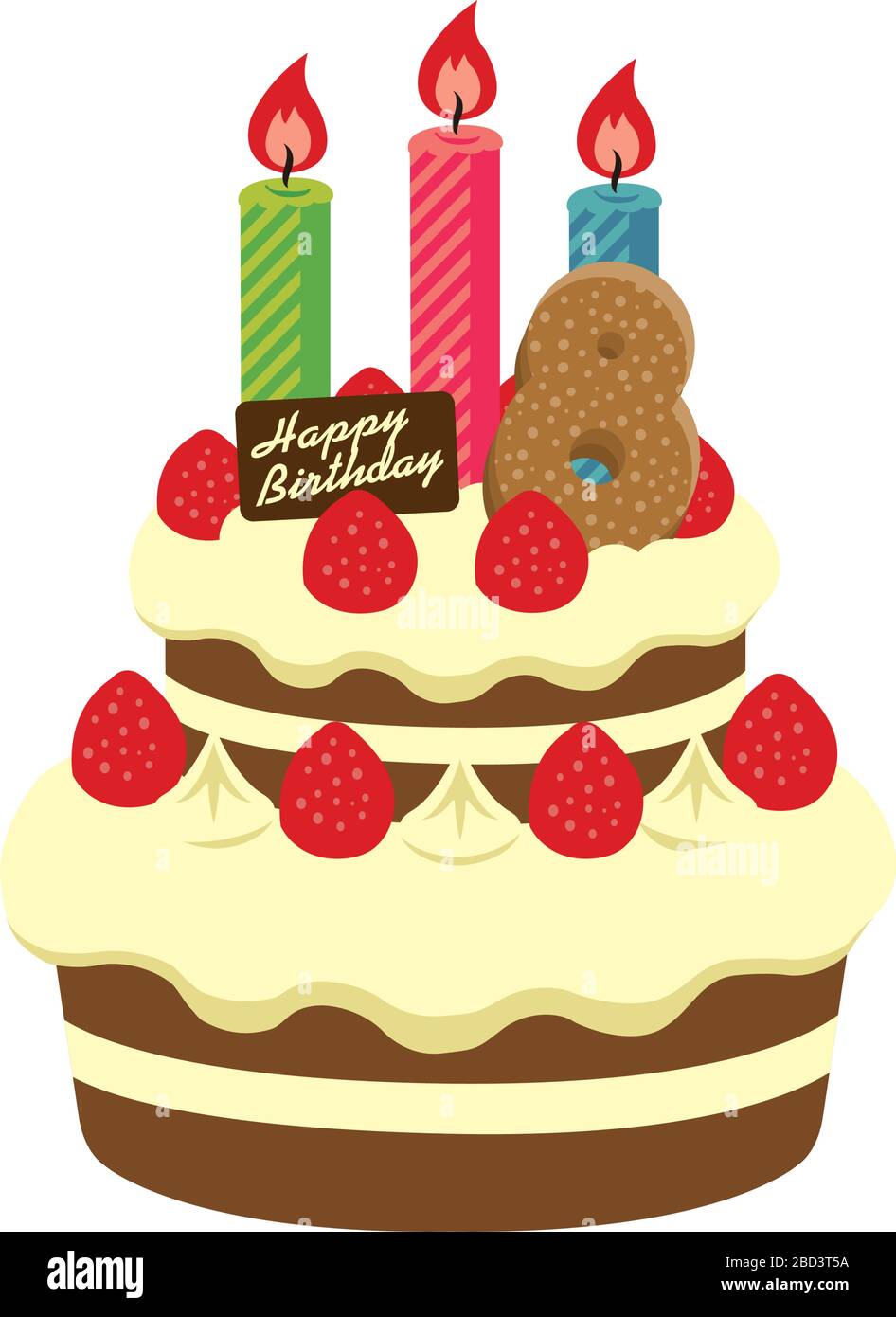 Illustration Du Gateau D Anniversaire Pour 8 Ans Image Vectorielle Stock Alamy