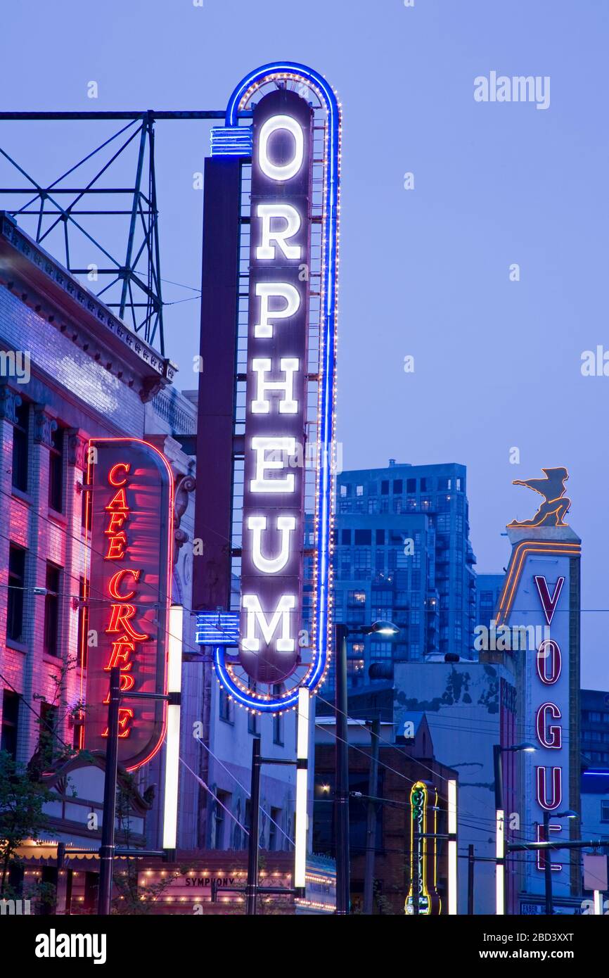 Orpheum Theatre, rue Granville, Vancouver (Colombie-Britannique), Canada, Amérique du Nord Banque D'Images