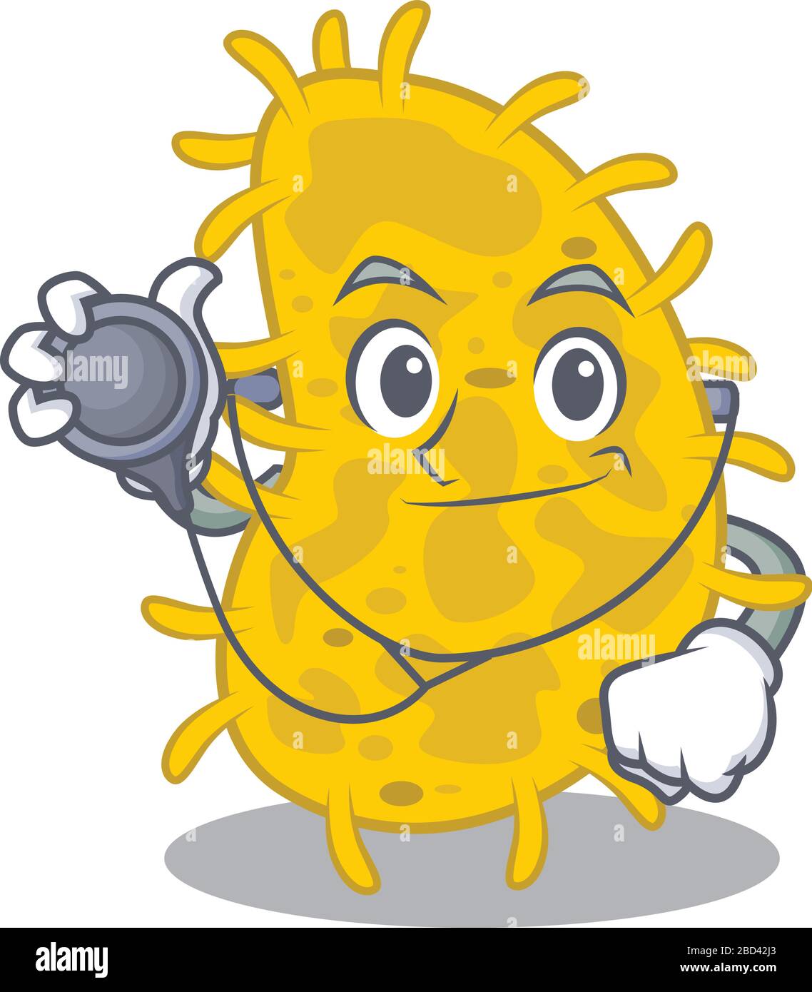 Bactéries spirilla dans le personnage de dessin animé du médecin avec des outils Illustration de Vecteur