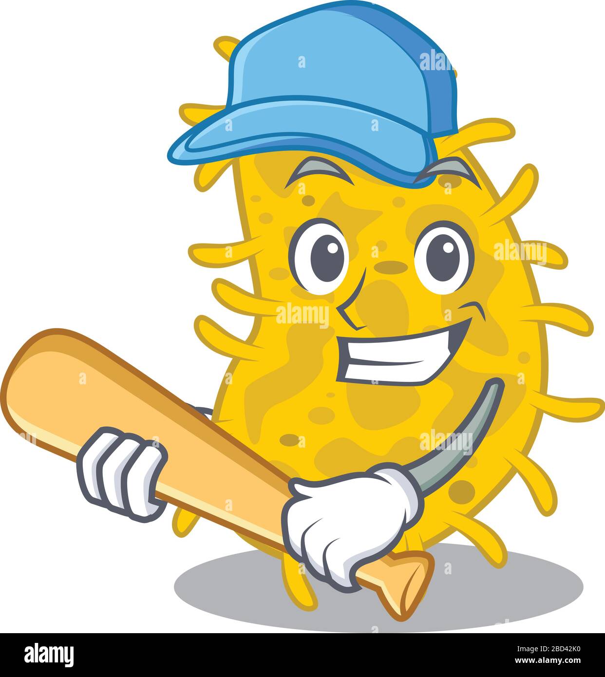 Photo de bactéries spirilla personnage de dessin animé jouant au baseball Illustration de Vecteur