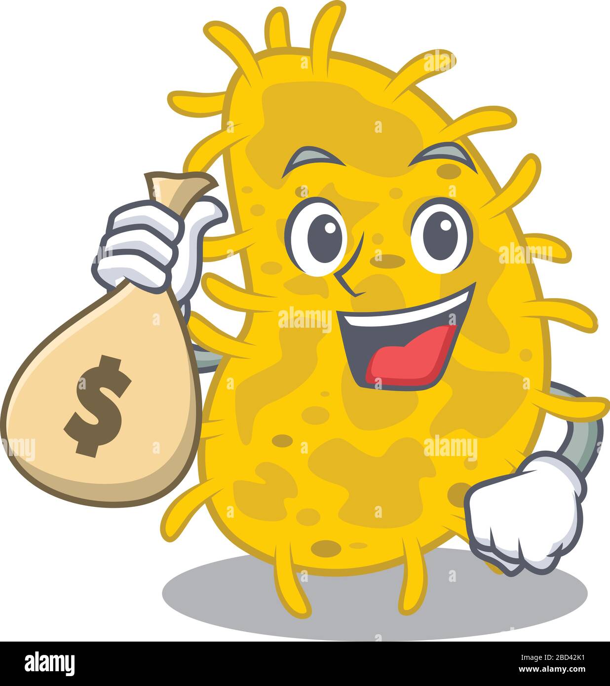 Le motif de dessin animé Spirilla de riches bactéries contient des sacs d'argent Illustration de Vecteur