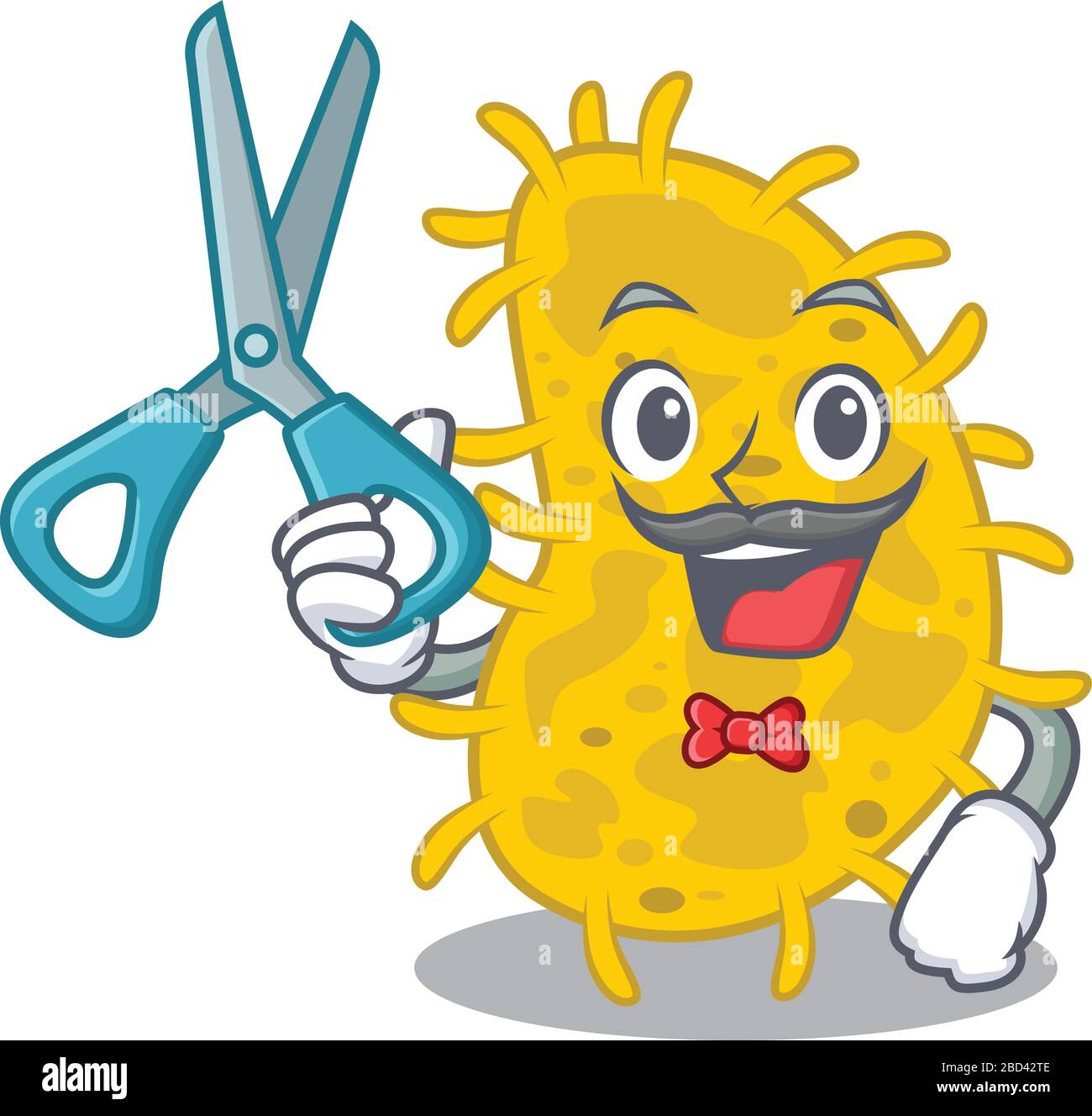 Motif sportif représentant des bactéries spirilla et un personnage de dessin animé avec un barbier Illustration de Vecteur