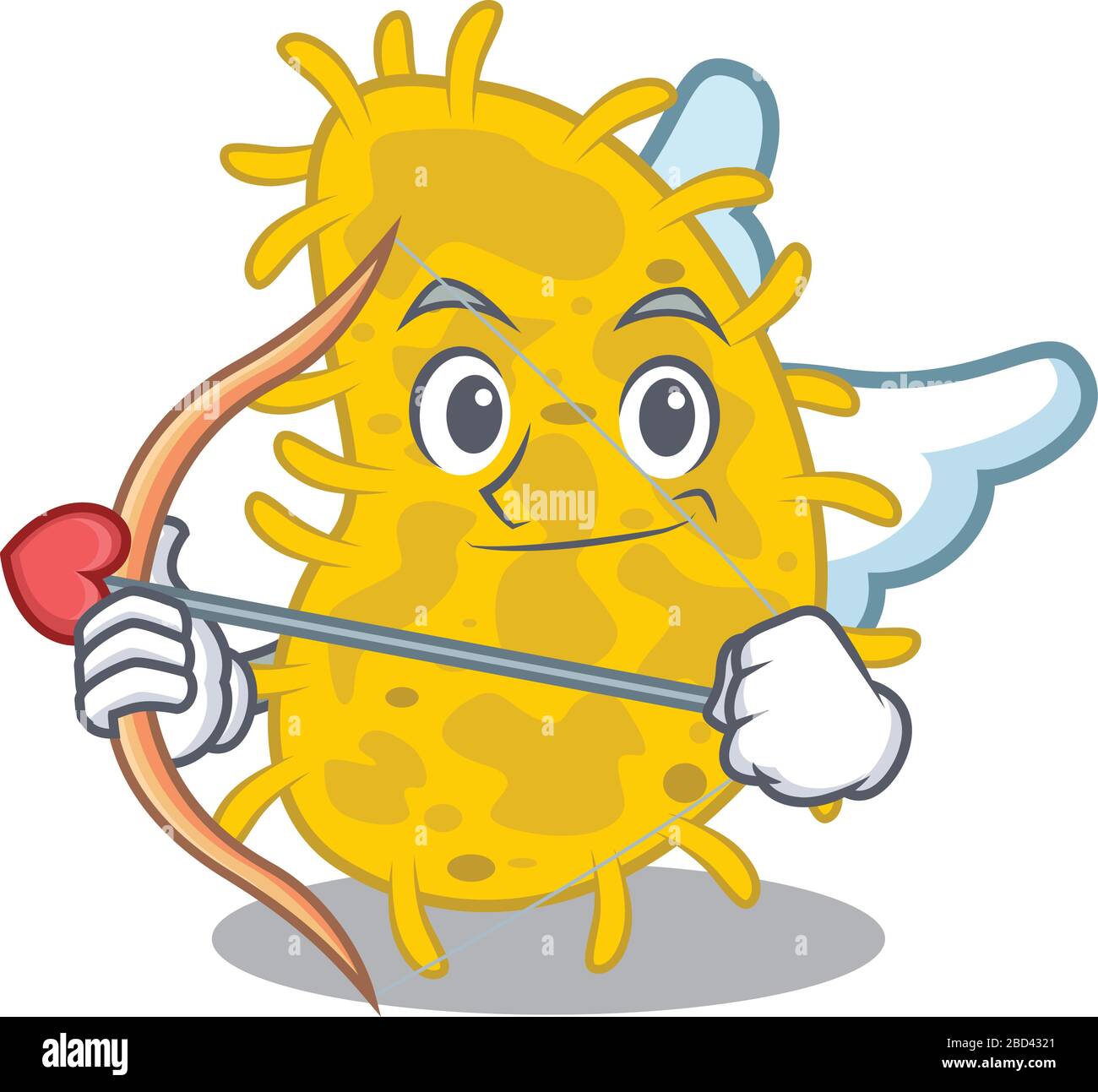 Bactéries spirilla dans cupide personnage de dessin animé avec flèche et ailes Illustration de Vecteur