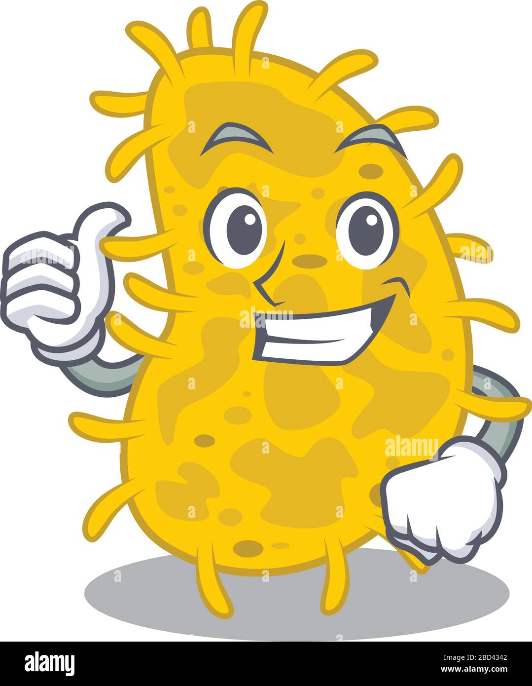 Motif personnage de dessin animé de bactéries spirilla rendant bon geste Illustration de Vecteur