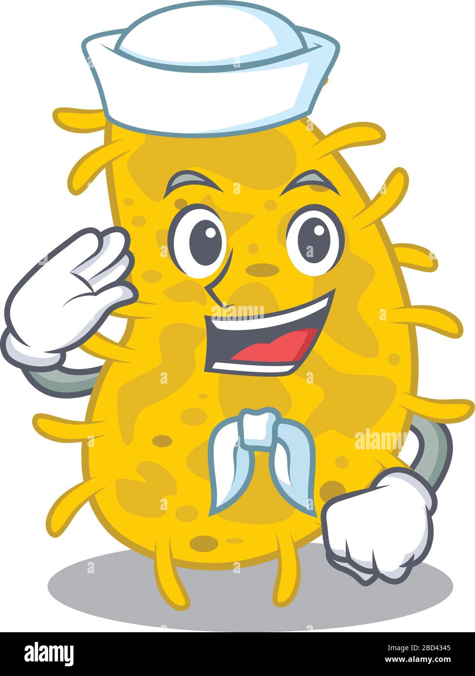 Personnage marin de dessin animé de bactéries spirilla avec chapeau blanc Illustration de Vecteur