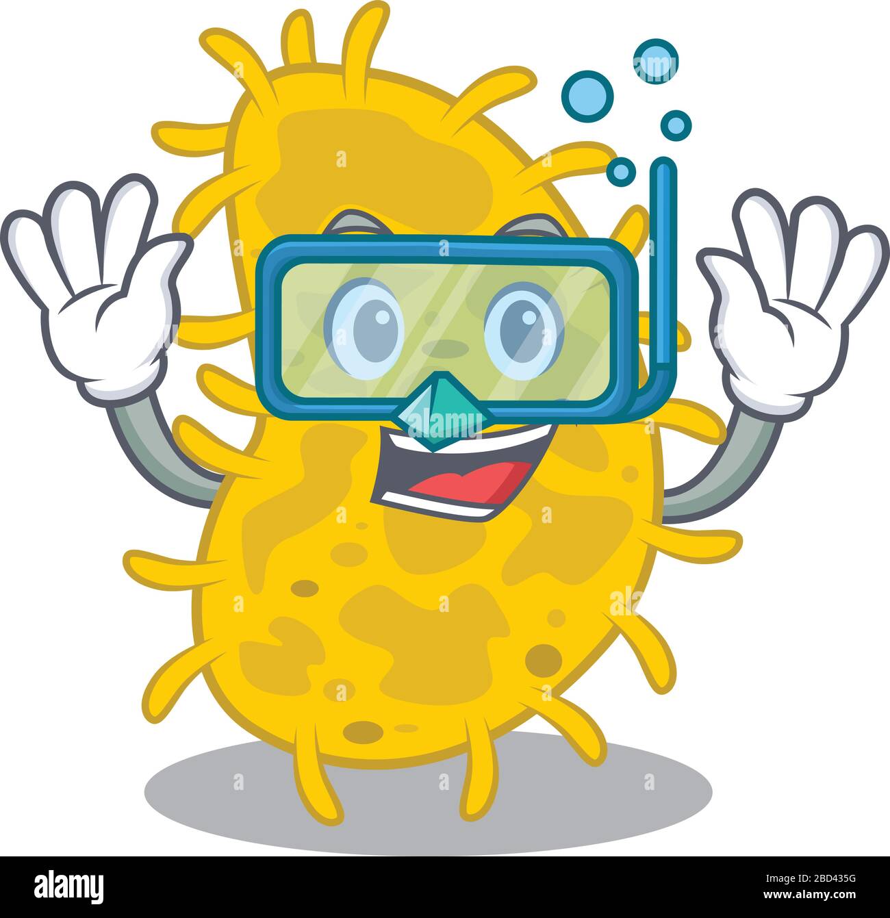 Motif mascotte à spirilla de bactéries portant des lunettes de plongée Illustration de Vecteur