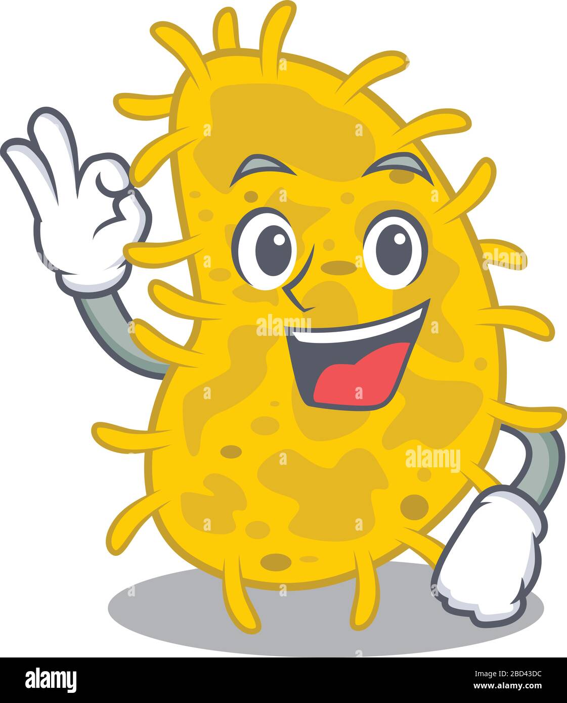 Style mascotte à motif bactéries spirilla avec un doigt de geste OK Illustration de Vecteur