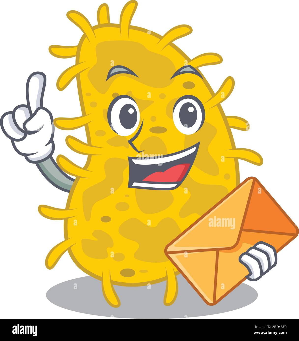 Happy bactéries spirilla mascotte concept avec enveloppe marron Illustration de Vecteur