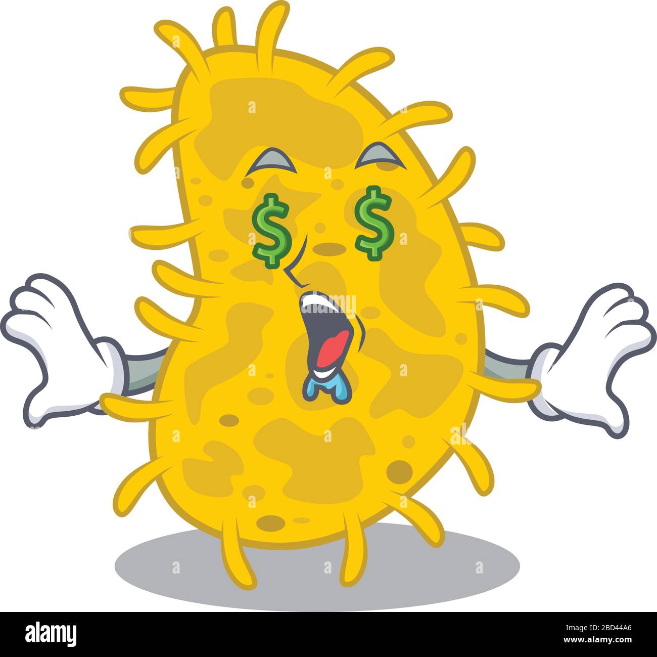 Riche dessin de personnage de dessin animé de bactéries spirilla avec des yeux d'argent Illustration de Vecteur