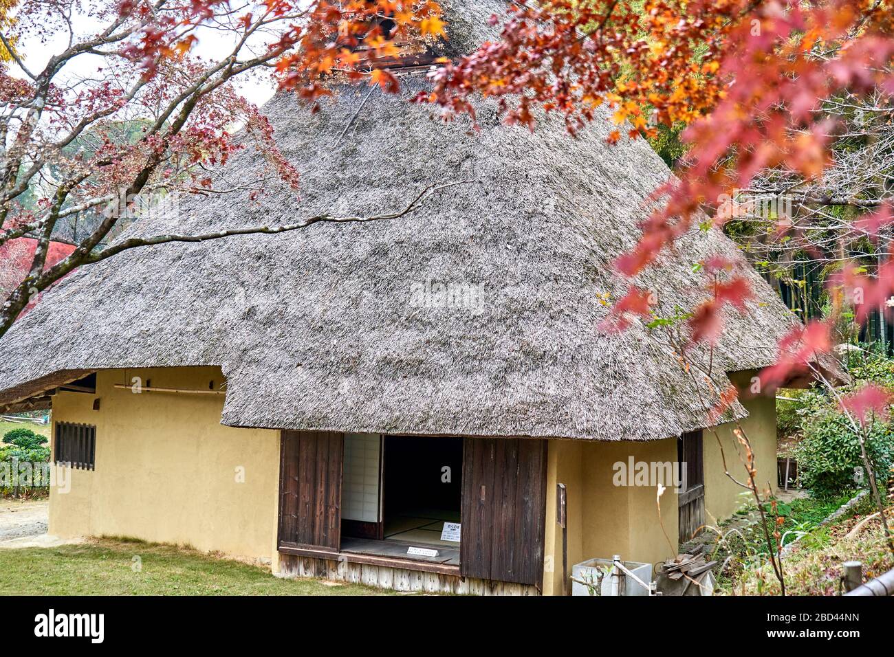 Maison japonaise traditionnelle dans la campagne en automne Banque D'Images