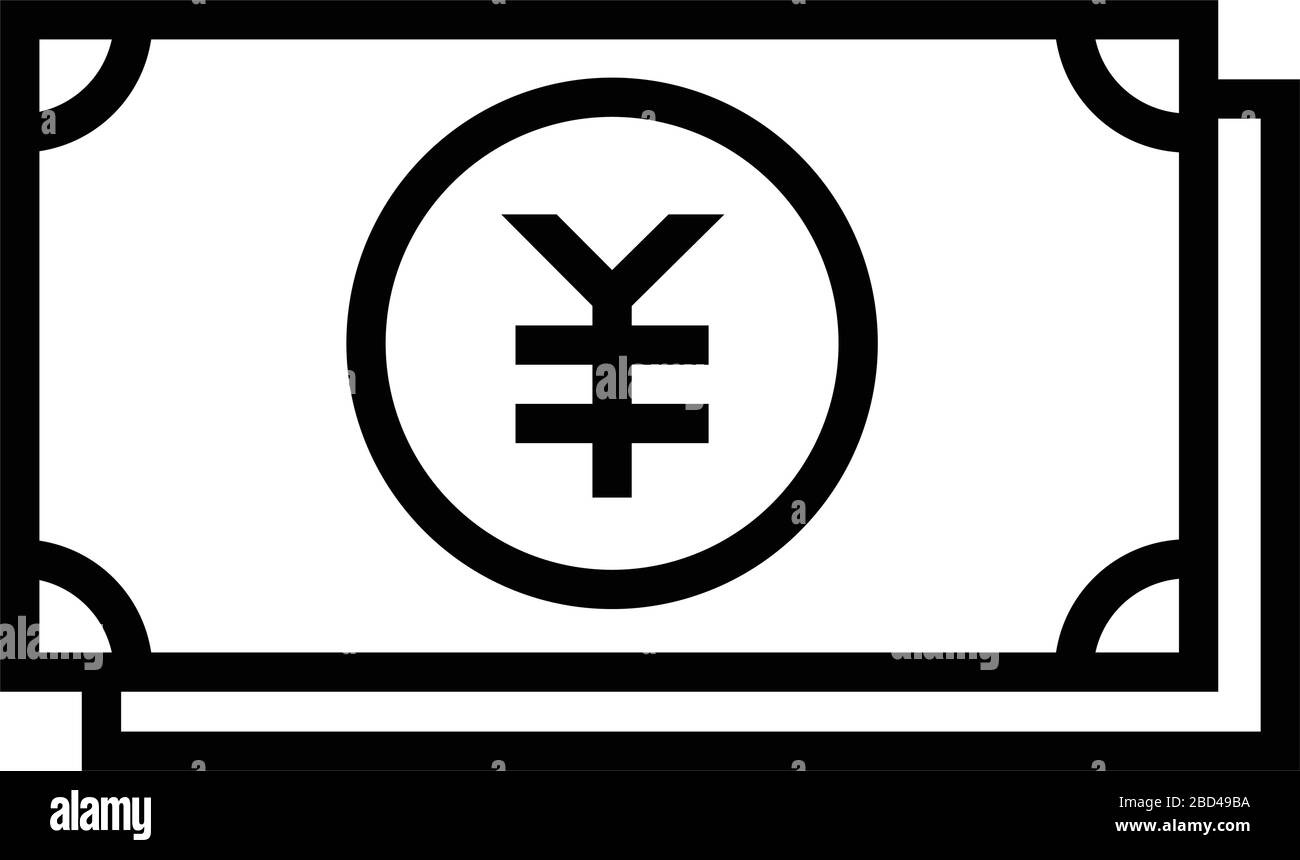 icône de vecteur fin / argent, facture, paiement, yen japonais Illustration de Vecteur