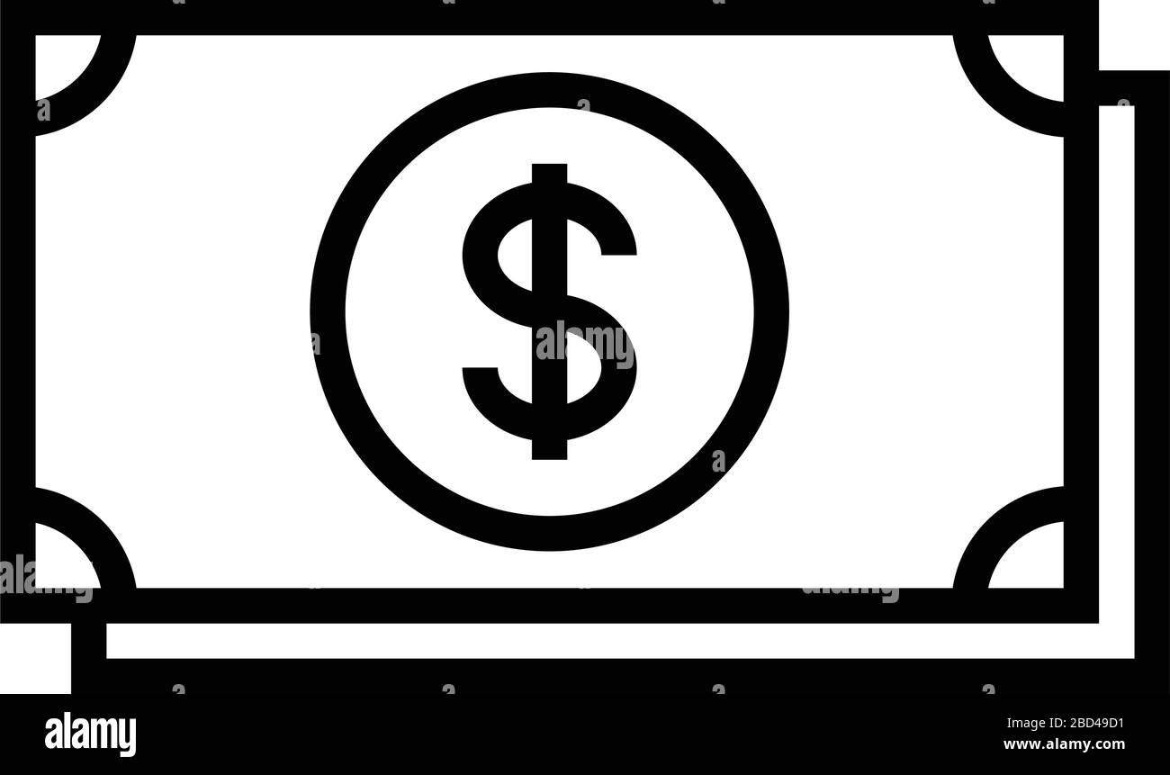 fine ligne icône de vecteur net / argent, paiement, dollar américain Illustration de Vecteur