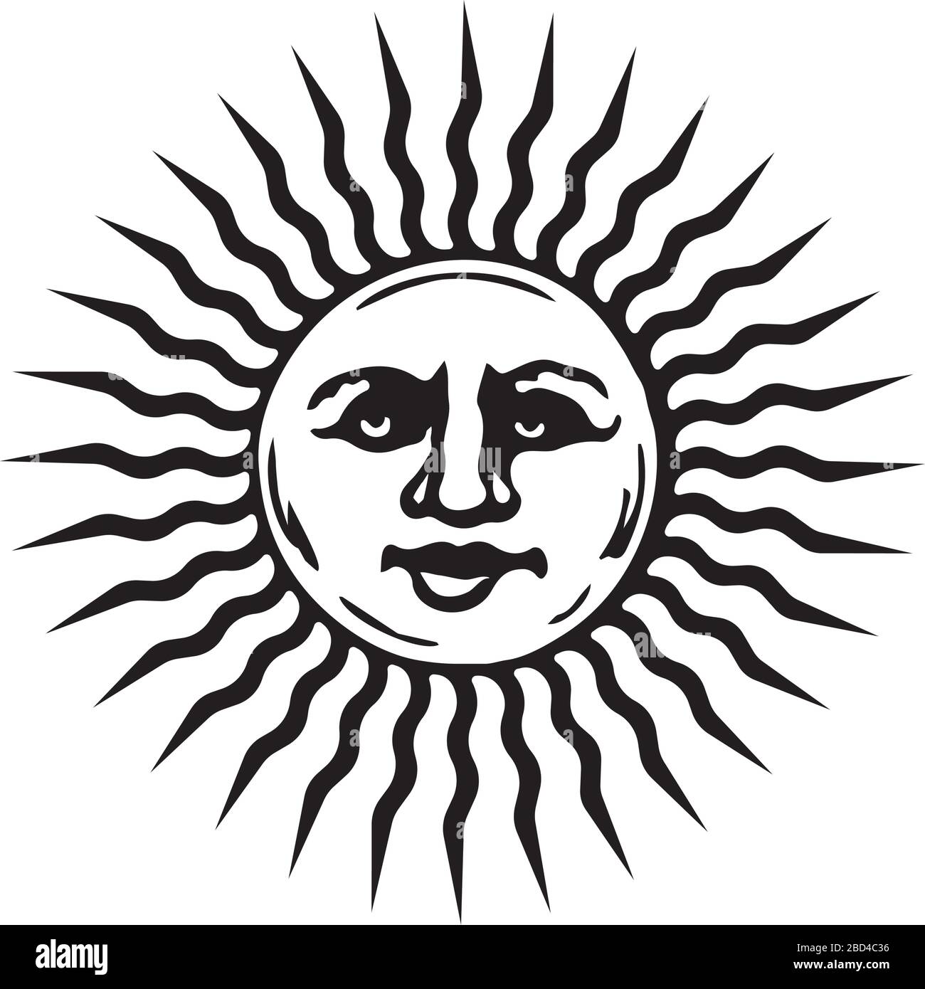 illustration plate rétro du visage du soleil Illustration de Vecteur