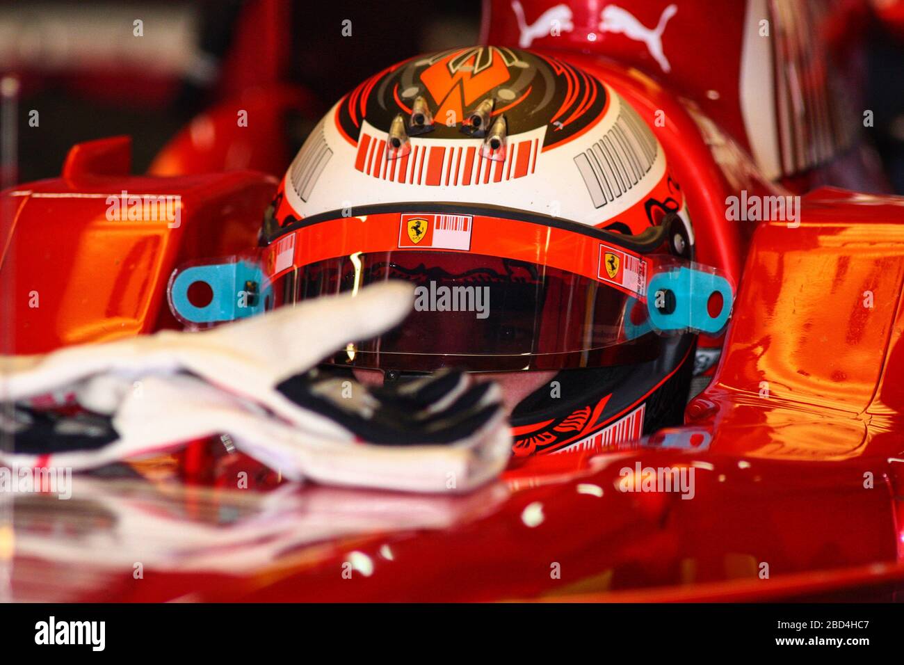 Kimi Raikkonen, Ferrari F2008, test Montmelò 2008, circuit de Catalunya, Banque D'Images