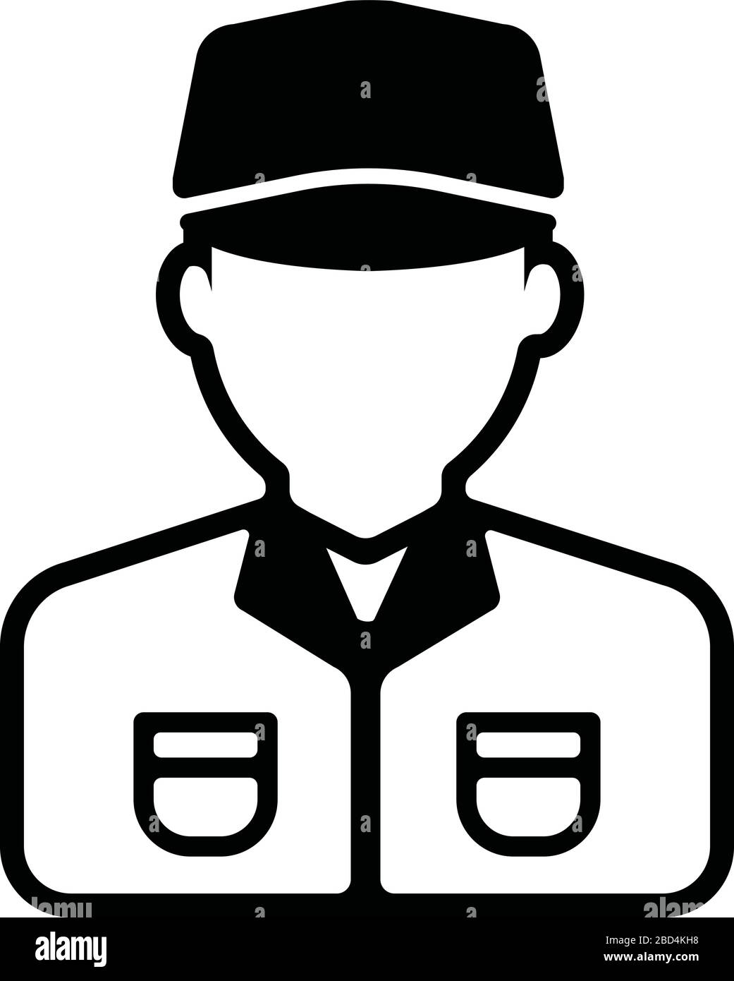 Jeune travailleur masculin avatar illustration plate (haut du corps) / ouvrier de col bleu, ouvrier d'usine, concierge, homme de service Illustration de Vecteur