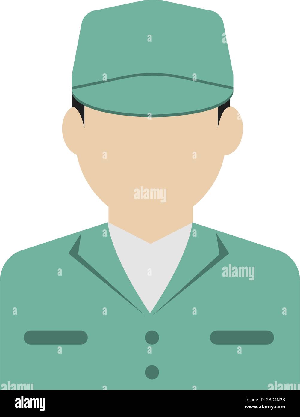 Jeune travailleur masculin avatar illustration plate (haut du corps) / ouvrier de col bleu, ouvrier d'usine, concierge, homme de service Illustration de Vecteur