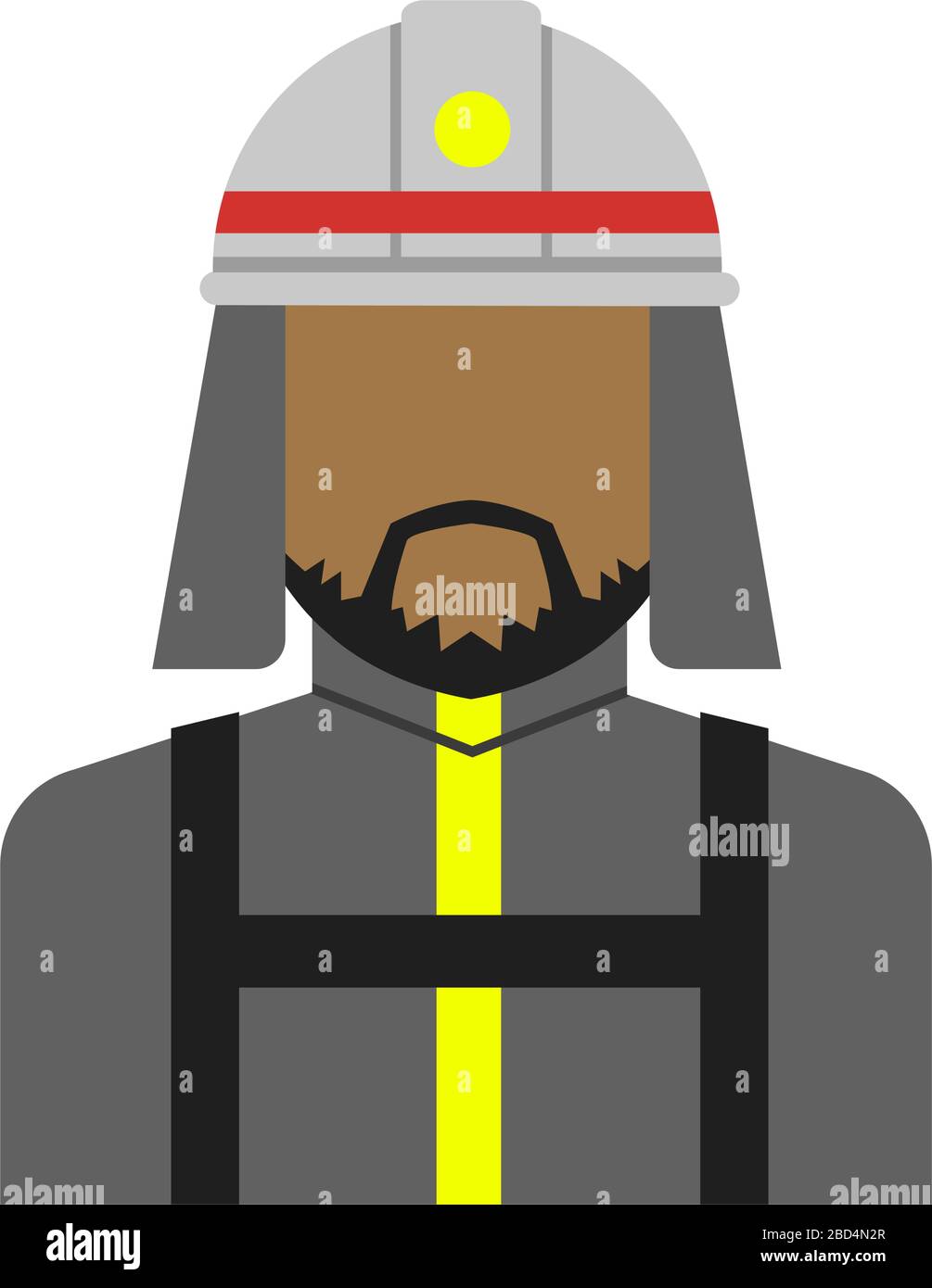 Illustration plate de l'avatar du jeune travailleur masculin (haut du corps) / pompier, pompier Illustration de Vecteur