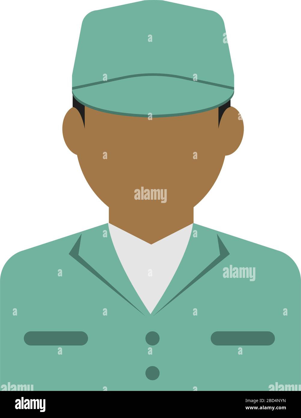 Jeune travailleur masculin avatar illustration plate (haut du corps) / ouvrier de col bleu, ouvrier d'usine, concierge, homme de service Illustration de Vecteur