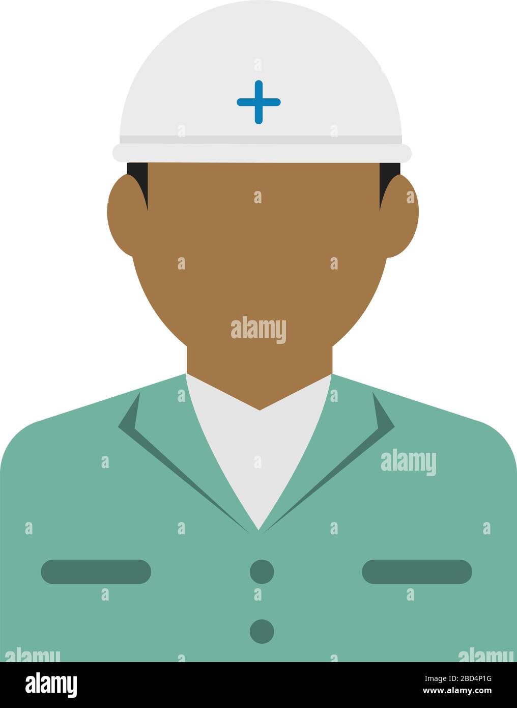 Jeune homme avatar illustration plate (haut du corps) / employé de col bleu, travailleur de sauvetage Illustration de Vecteur