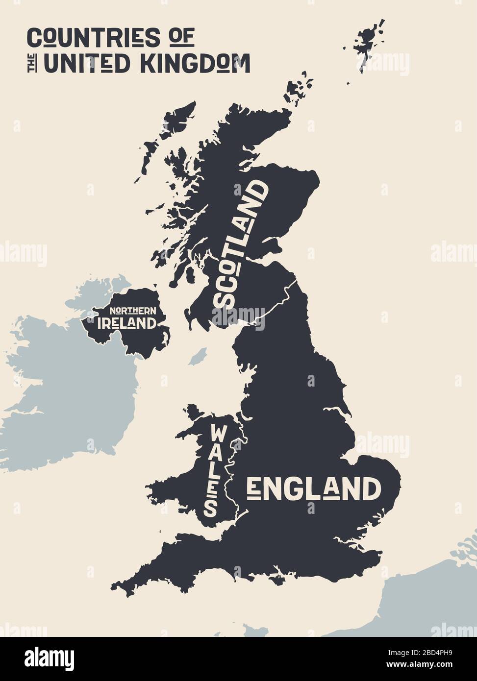 Affiche carte des contries du Royaume-Uni Illustration de Vecteur