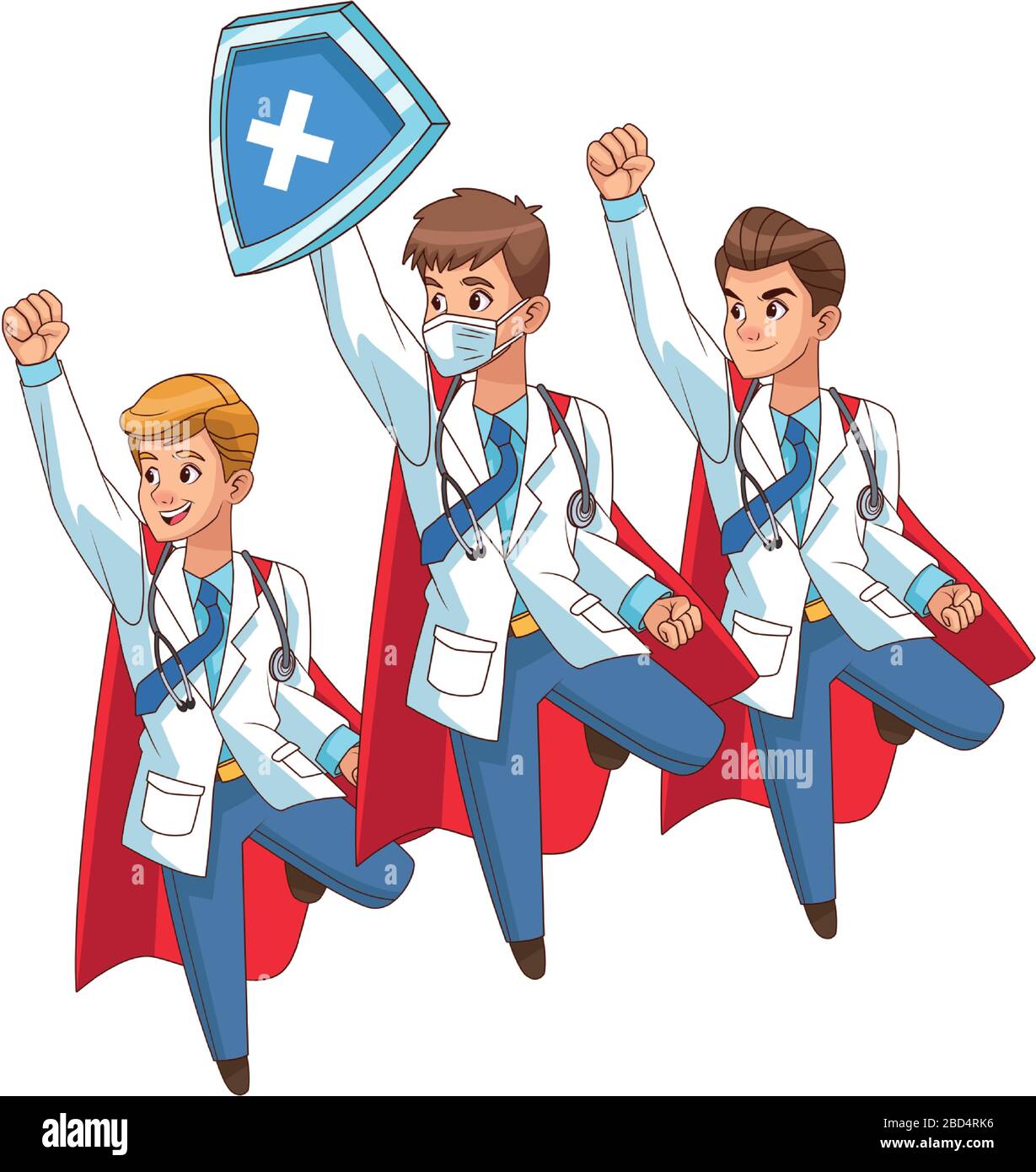 super médecins personnel volant des personnages comiques Illustration de Vecteur