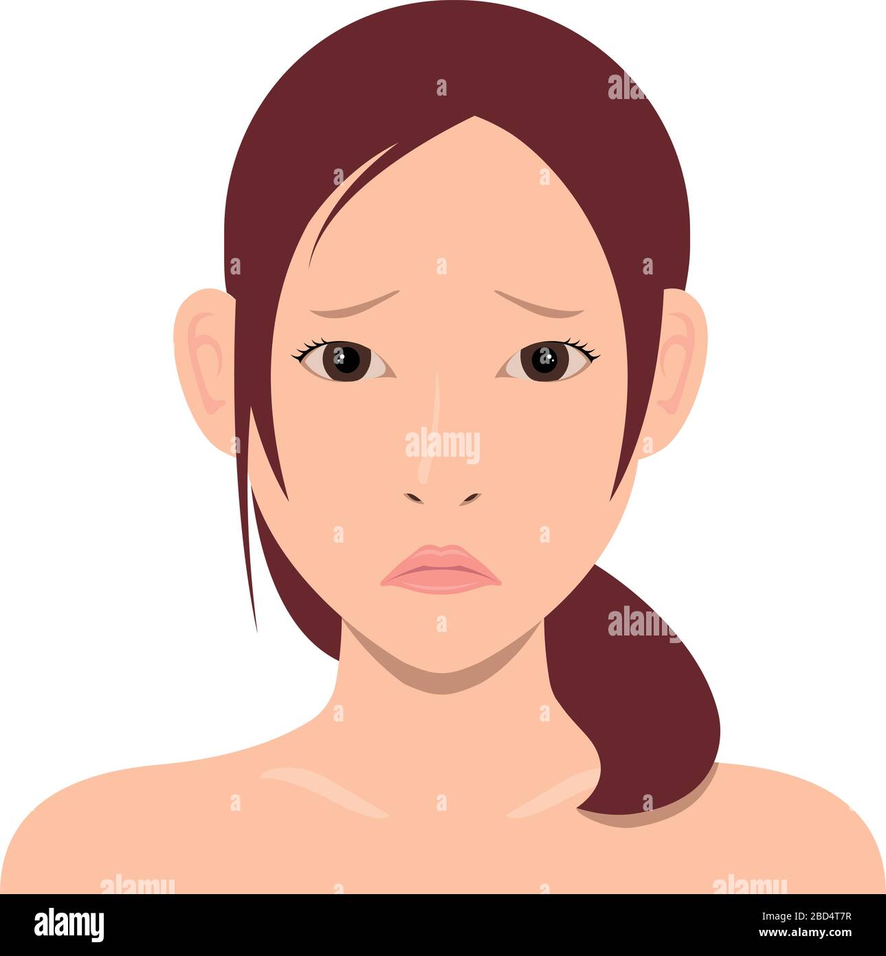 Jeune femme asiatique visage illustration vectorielle / visage troublé, visage embarrassé Illustration de Vecteur