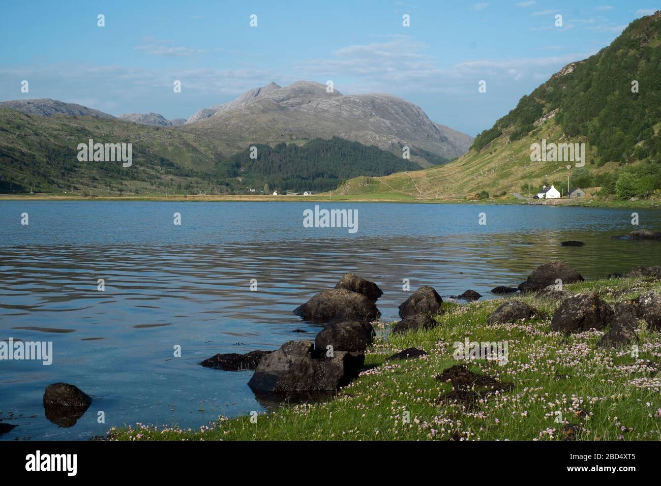 Première vue sur le Loch Sunart écossais lors d'une aventure lente Banque D'Images