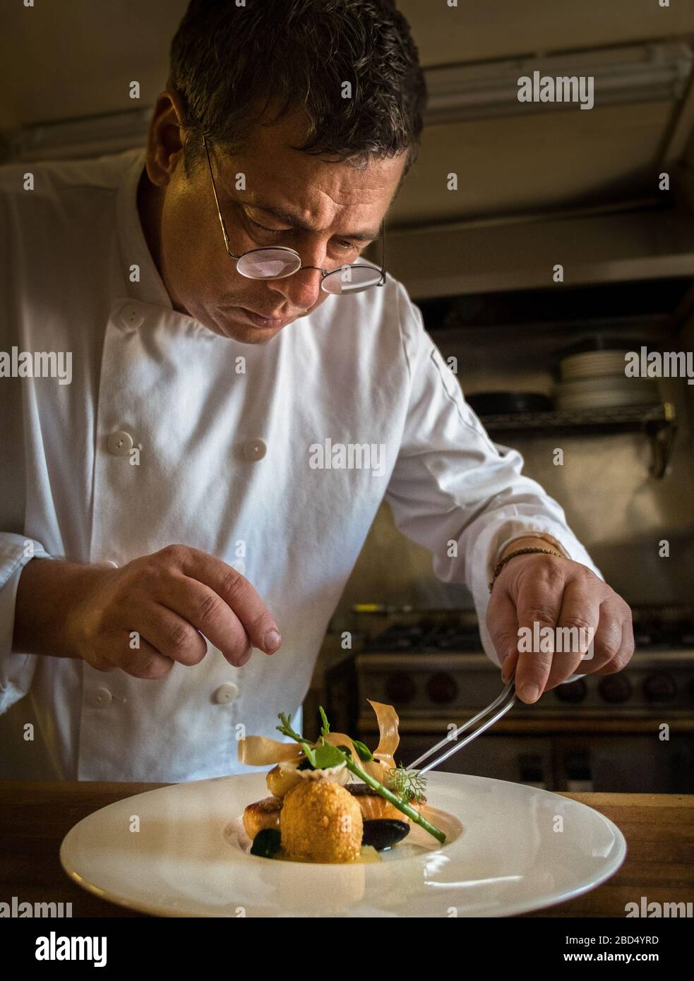 Mike Burgoyne, chef du restaurant Whitehouse, Lochaline, Écosse Banque D'Images