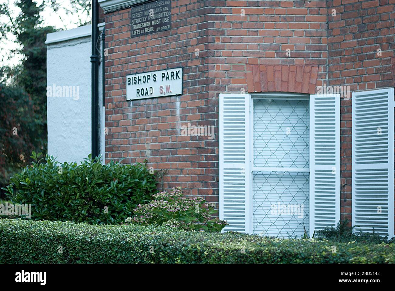 Bishops Park Road Street Sign Fulham, Londres, Royaume-Uni Banque D'Images