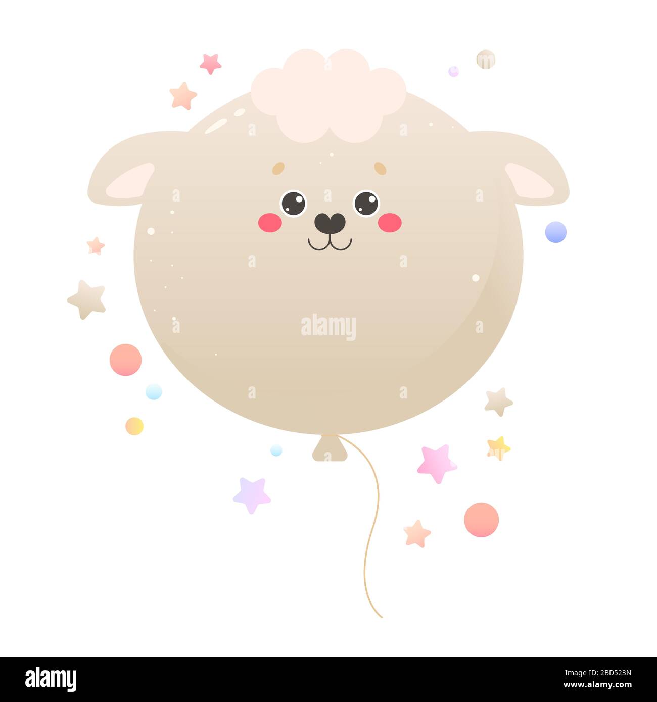 Montgolfière Kawaii Sheep, Lamb. Animal isolé sur un fond blanc. Illustration vectorielle Illustration de Vecteur