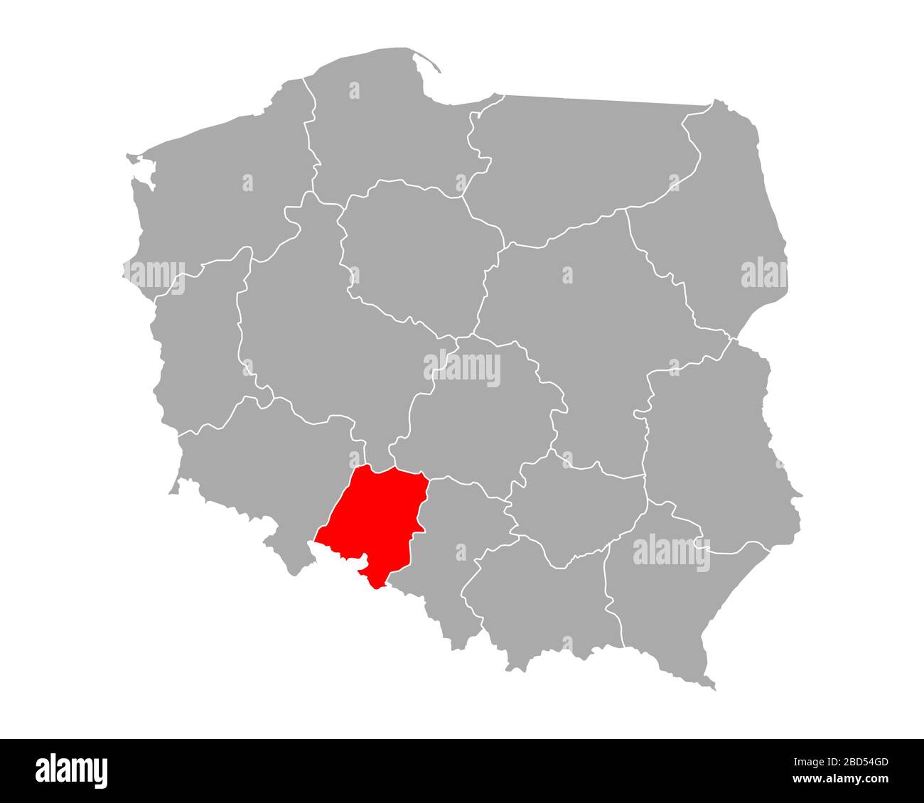 Carte d'Opolskie en Pologne Banque D'Images