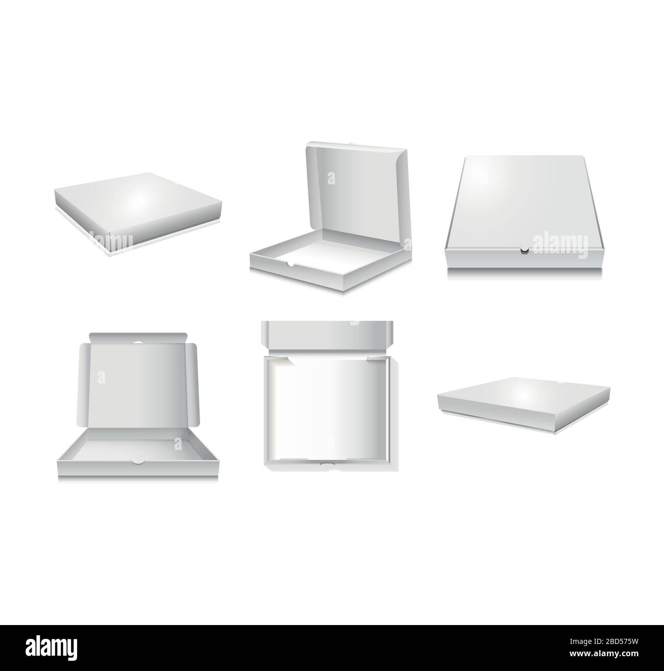 Grand jeu vectoriel de boîtes à pizza en carton. Maquette vectorielle de boîte à pizza. Illustration de Vecteur Grand jeu vectoriel de boîtes à pizza en carton. Maquette vectorielle de boîte à pizza. Illustration de Vecteur