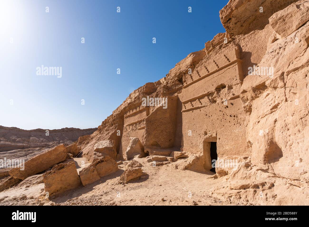 Tombeaux historiques de Nabatéan à Al Bad, Arabie Saoudite Banque D'Images