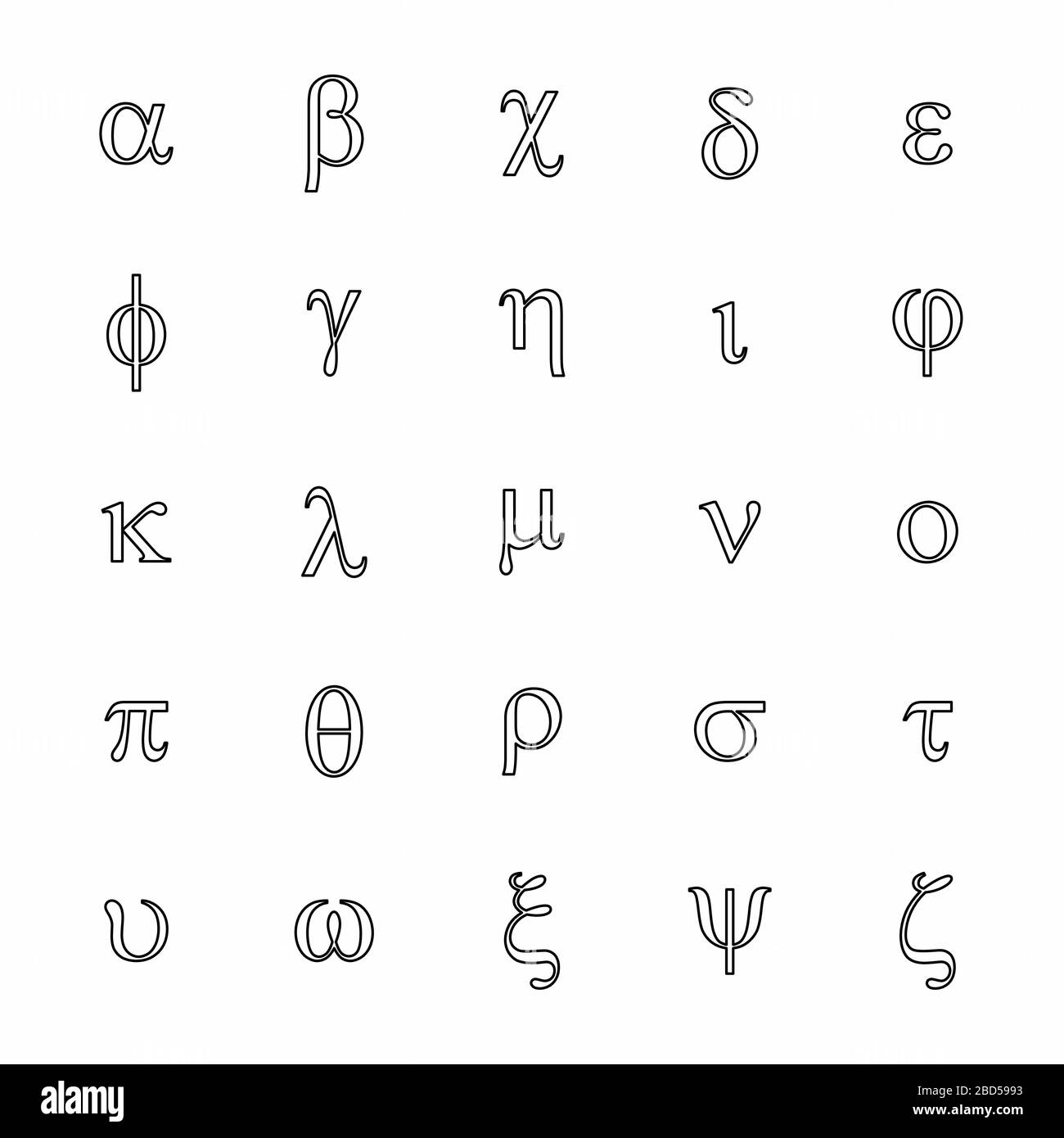 Jeu d'icônes de lettres grecques Illustration de Vecteur