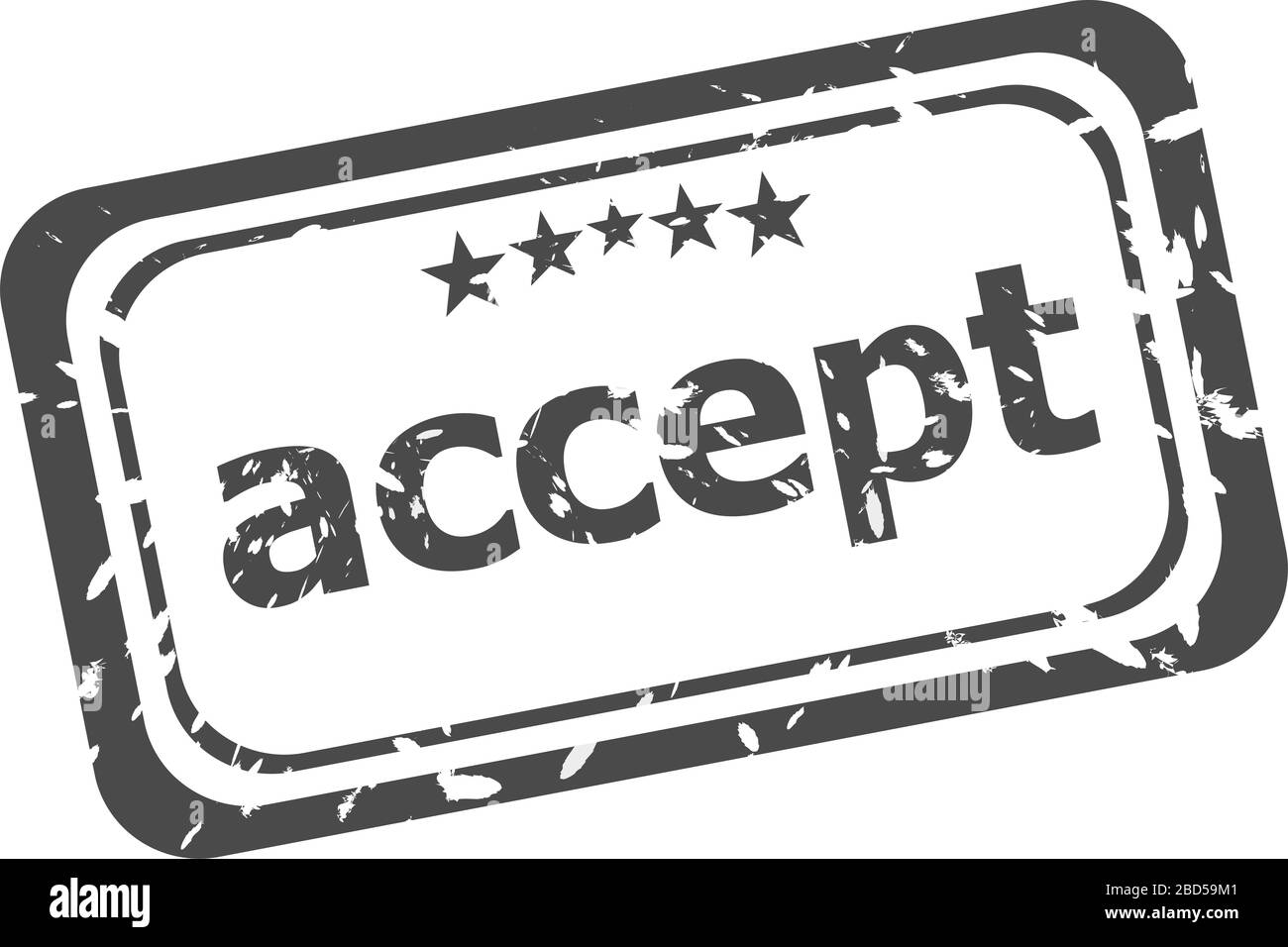 Timbres en caoutchouc avec accepter mot isolated on white Banque D'Images