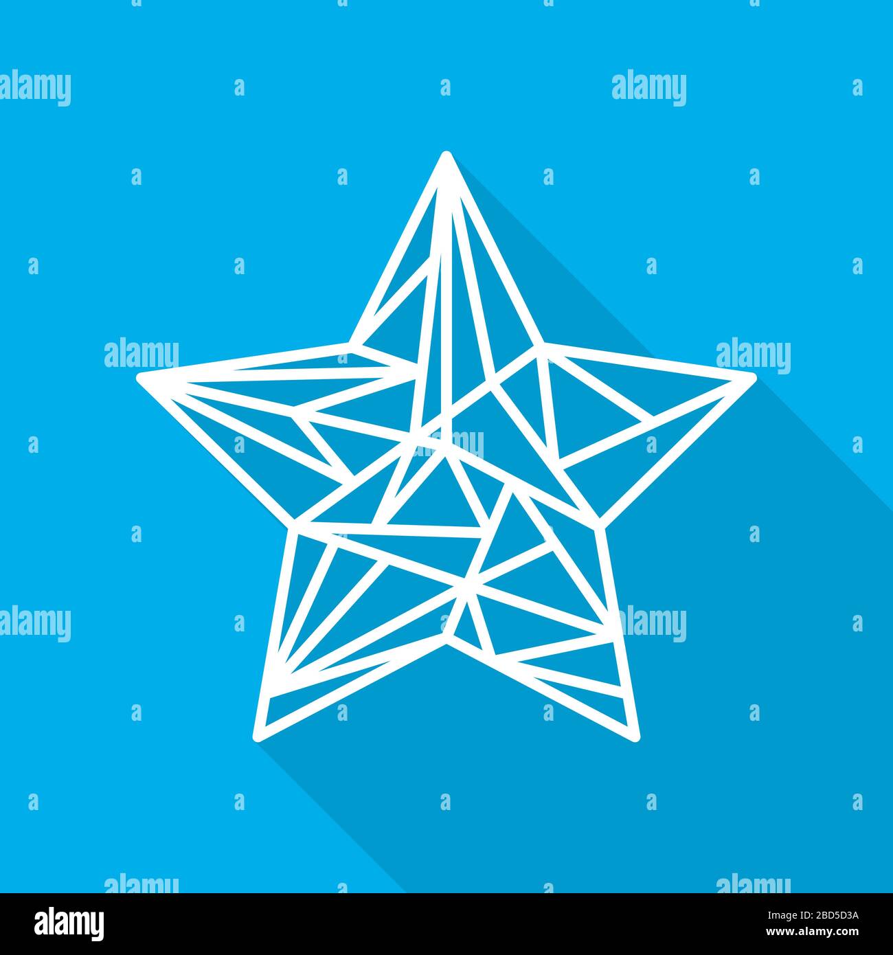 Icône représentant une étoile blanche dans un design plat. Étoile avec ombre longue, sur fond bleu. Illustration vectorielle. Illustration de Vecteur