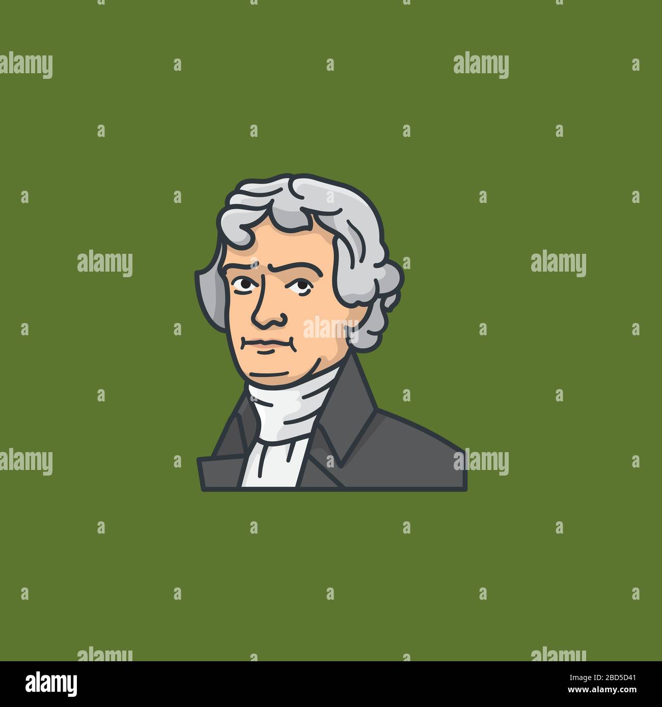 Illustration vectorielle de l'ancien président américain Thomas Jefferson pour Jefferson Day le 13 avril. Illustration de Vecteur