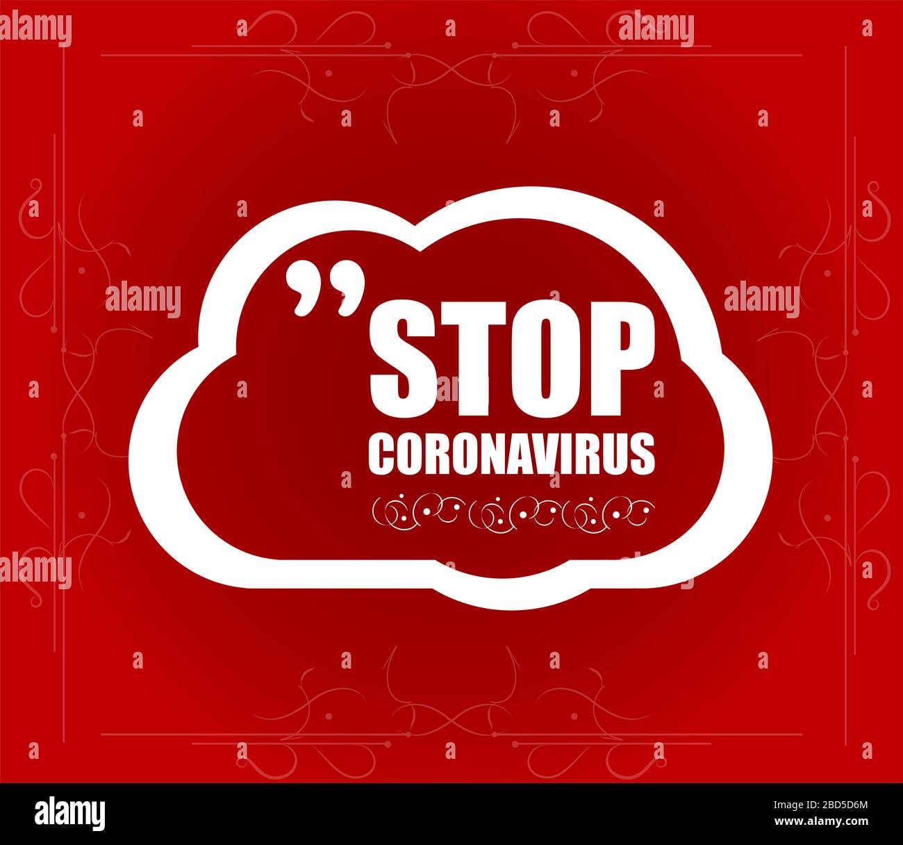 Arrêtez la bulle vocale de Covid-19. Coronavirus Covid-19. Concept médical pandémique. Bulle de discours blanc abstrait sur rouge Banque D'Images