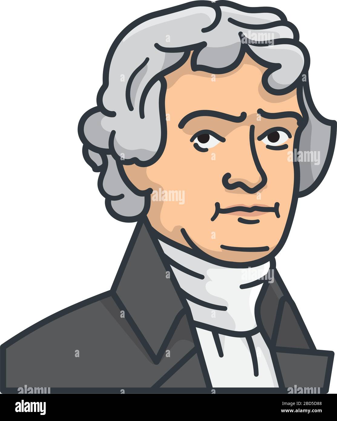 L'ancien président américain Thomas Jefferson a isolé l'illustration vectorielle de portrait pour Jefferson Day le 13 avril. Illustration de Vecteur