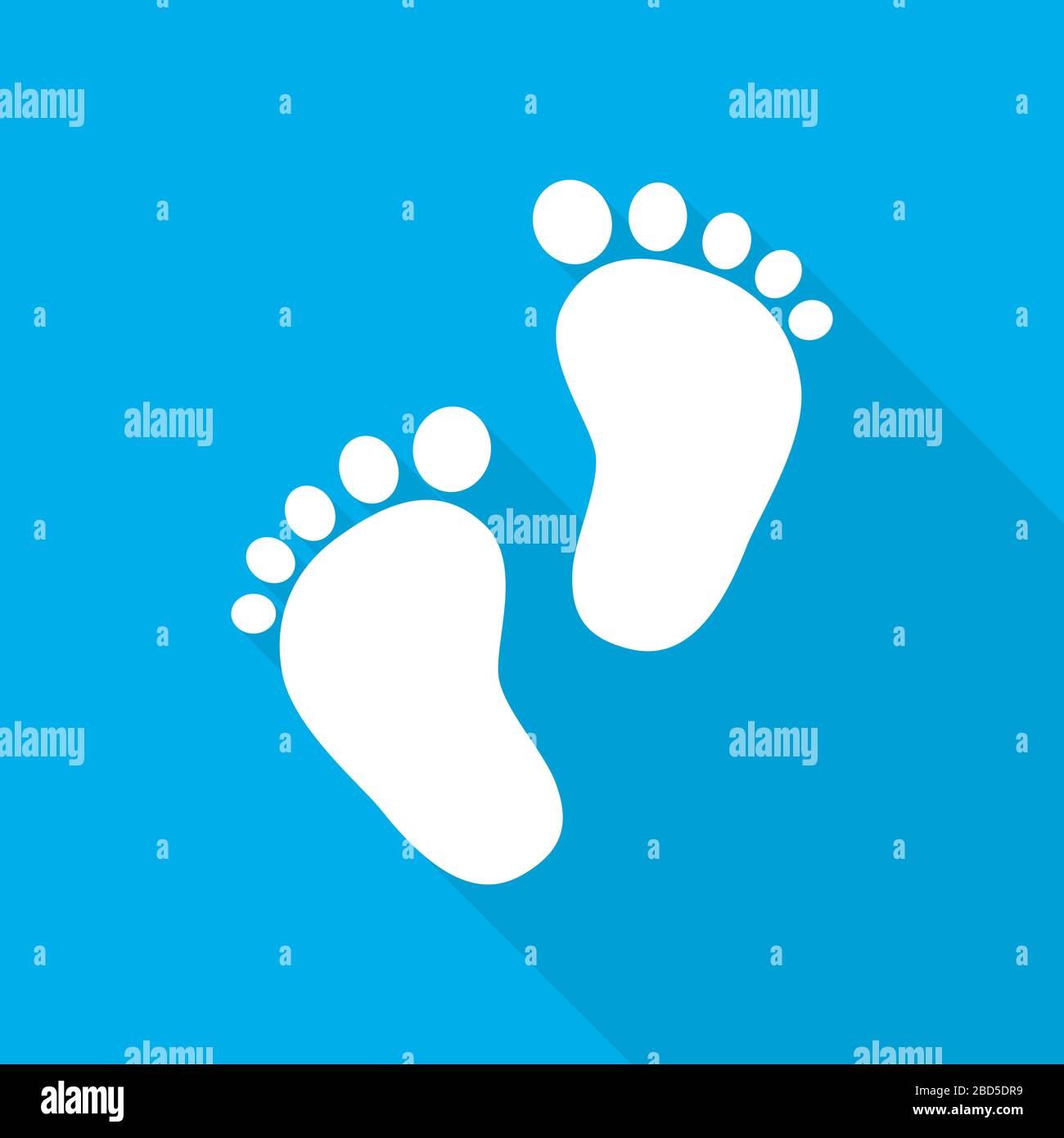 Icône empreintes de bébé. Illustration vectorielle. Empreintes blanches de  bébé avec ombre longue sur fond bleu Image Vectorielle Stock - Alamy