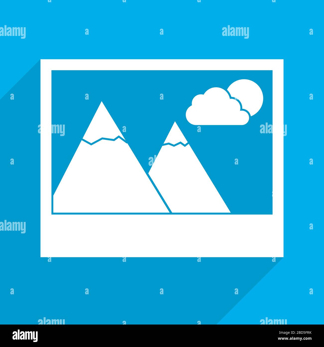 Icône photo dans un design plat. Illustration vectorielle. Icône de photo blanche sur fond bleu Illustration de Vecteur