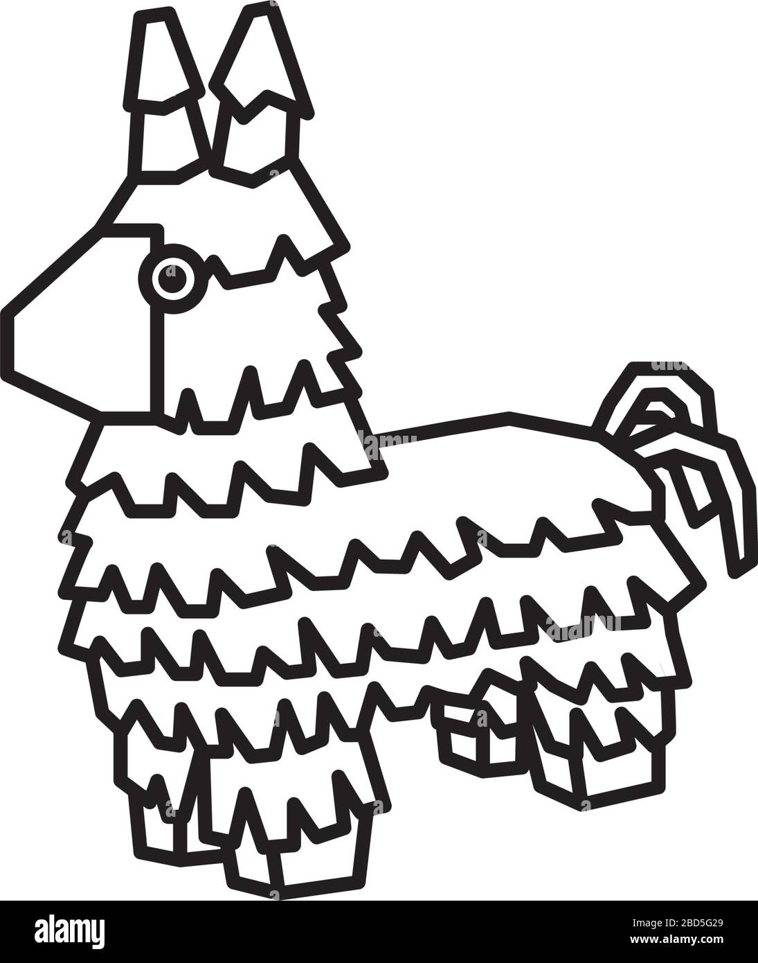 Icône de ligne vectorielle de dessin animé de Piñata Donkey . Symbole représentant le cadre de la célébration mexicaine. Illustration de Vecteur