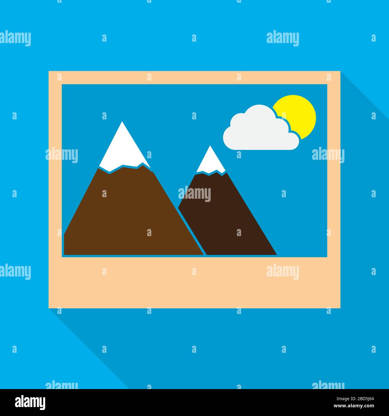 Icône photo dans un design plat. Illustration vectorielle. Icône d'image colorée sur fond bleu Illustration de Vecteur